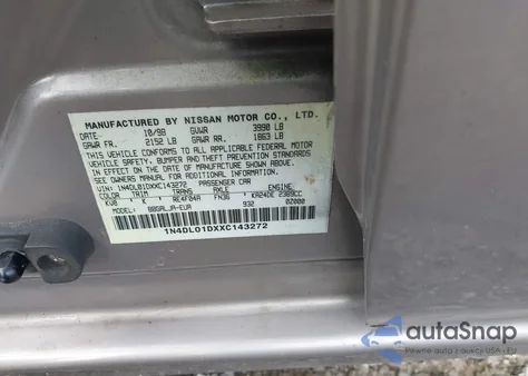 1999 Nissan Altima Gle/Gxe/Se/Se-L/Xe from USA, damaged, VIN 1N4DL01DXXC143272
